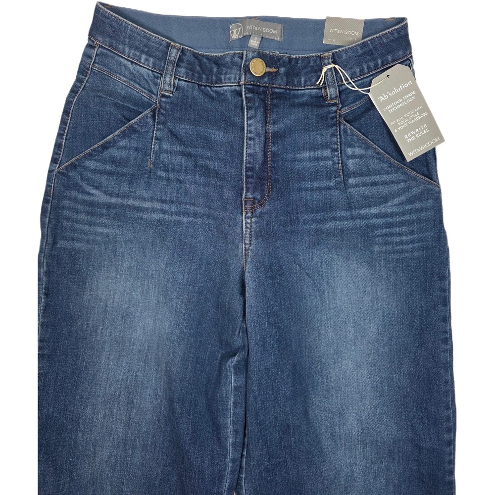 Wit & Wisdom Wyatt Skyrise Ab-solution Wide Leg Jeans Dark Wash 27" Inseam - Picture 4 of 10